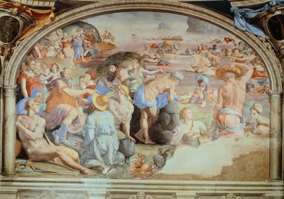 Cruzando el Mar Rojo, fresco por Agnolo Bronzino. Capilla de Eleonora de Toledo, Palazzo Vecchio, Florencia, Italia de Agnolo Bronzino