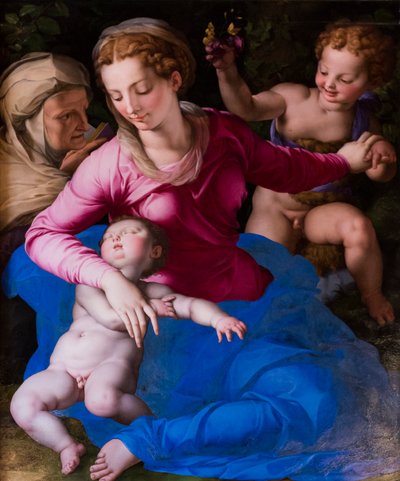 Virgen con el Niño dormido, Santa Isabel y San Giovannino de Agnolo Bronzino