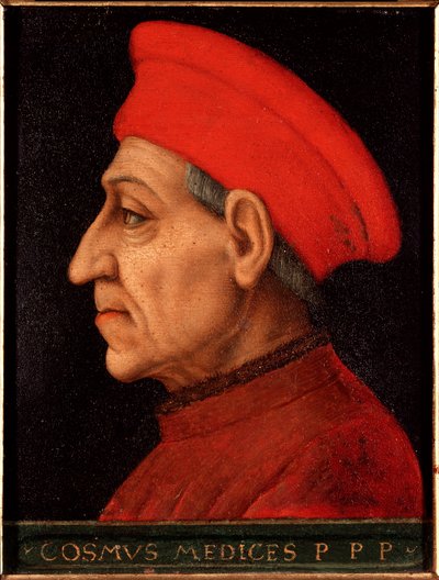 Retrato de Cosme de Médici, conocido como Cosme el Viejo (1389-1464). Pintura de Allori Angelo di Cosimo, conocido como Bronzino (1503-1572). Palacio Medici-Riccardi, Florencia. de Agnolo Bronzino