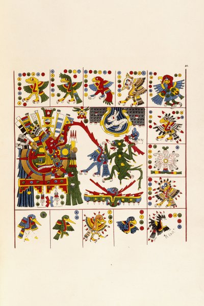 Una Página del libro "Antigüedades de México: Comprendiendo Facsímiles de Pinturas y Jeroglíficos Antiguos Mexicanos", c. 1830-1848 de Agostino Aglio