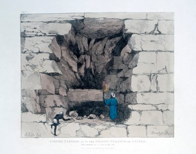 Paso Forzado en la Segunda Pirámide de Guiza, Egipto, 1820 de Agostino Aglio