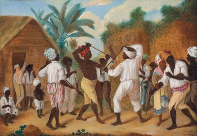 Una pelea a garrotazos entre negros ingleses y franceses en la isla de Dominica de Agostino Brunias