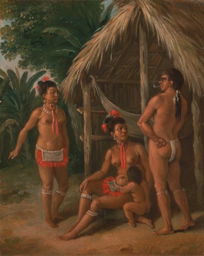 Familia caribeña de las Islas de Sotavento fuera de una choza, ca. 1780 de Agostino Brunias