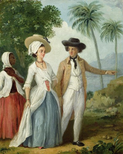Un plantador y su esposa, atendidos por un sirviente, c.1780 de Agostino Brunias