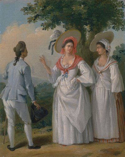 Criollos antillanos libres en traje elegante de Agostino Brunias