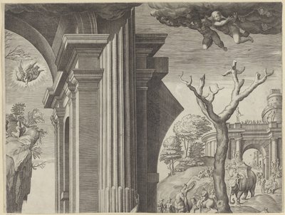 Adoración de los Reyes Magos (sección superior derecha) de Agostino Carracci