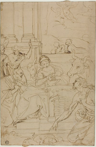 Adoración de los pastores de Agostino Carracci