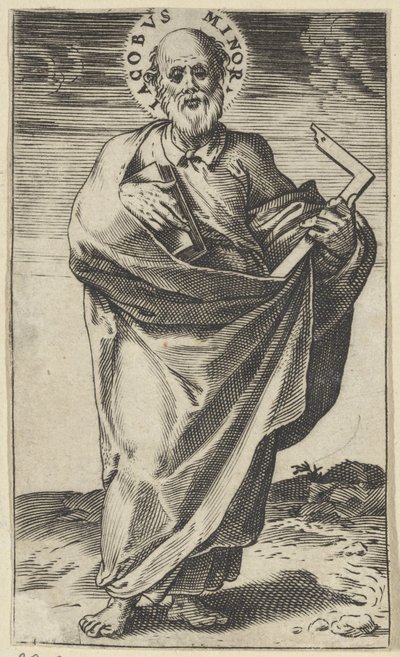 Apóstol Santiago el Menor con libro y plaza Cristo, María, Juan el Bautista y los Apóstoles (título de la serie) de Agostino Carracci