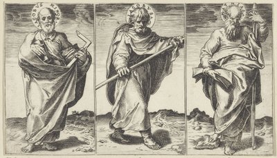 Santiago el Menor, Santiago el Mayor y Matías Cristo, María, Juan el Bautista y los Apóstoles (título de la serie) de Agostino Carracci