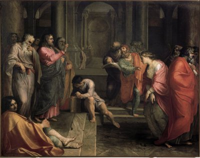 Jesucristo y la mujer sorprendida en adulterio de Agostino Carracci