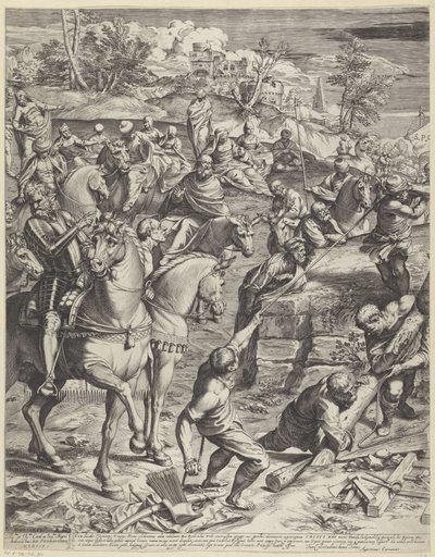 Crucifixión de Cristo (parte izquierda) de Agostino Carracci