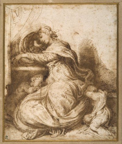 Madonna y Niño con San Juan, todos dormidos de Agostino Carracci
