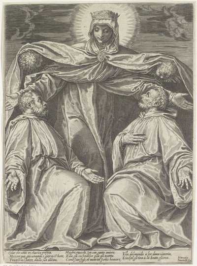 María protege a los miembros de una hermandad de Agostino Carracci