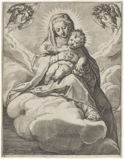 María con el Niño en las nubes de Agostino Carracci