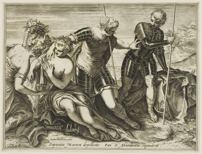 Marte expulsado de la paz y la abundancia por Minerva de Agostino Carracci