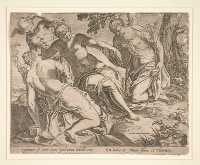 Mercurio y las Tres Gracias de Agostino Carracci