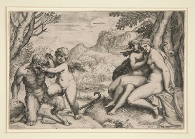Pan sometido por Cupido de Agostino Carracci