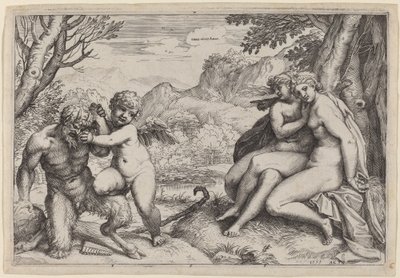 Pan domando a Eros de Agostino Carracci