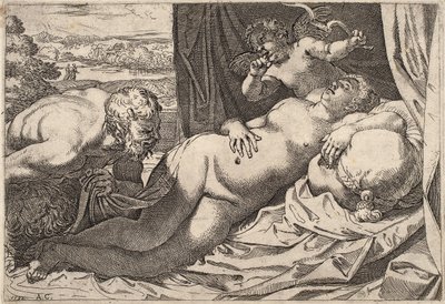 Sátiro y Ninfa de Agostino Carracci