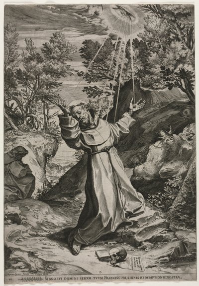 San Francisco Recibiendo los Estigmas, 1586 de Agostino Carracci