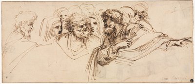 Estudio de cabezas (recto) de Agostino Carracci