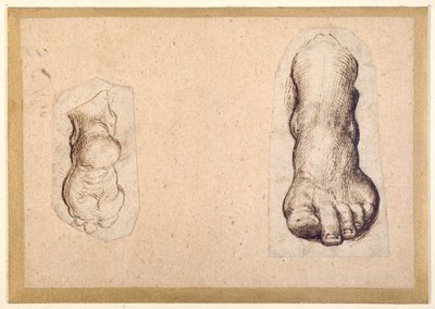 Dos estudios de un pie en escorzo de Agostino Carracci