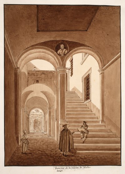 Interior de la Casa de Miguel Ángel, 1833 de Agostino Tofanelli