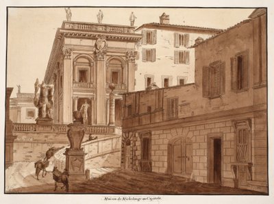 La casa de Miguel Ángel en la colina Capitolina, 1833 de Agostino Tofanelli