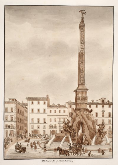 El obelisco de la Piazza Navona, 1833 de Agostino Tofanelli