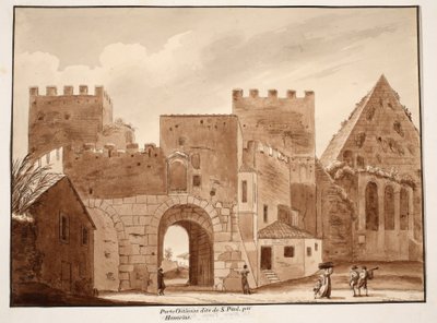 La Porta Ostiensis o San Paolo, construida por Honorio, 1833 de Agostino Tofanelli