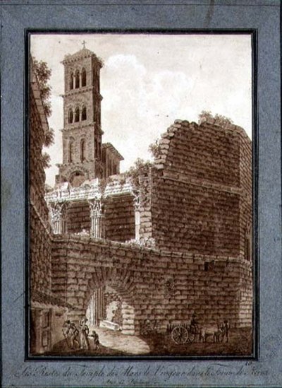 El Templo de Marte en el Foro de Roma, c.1800 de Agostino Tofanelli