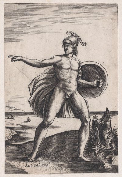 Un guerrero de Agostino Veneziano