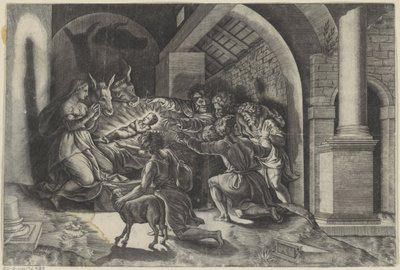 Adoración de los pastores de Agostino Veneziano