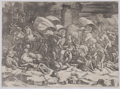 Batalla con un alfanje de Agostino Veneziano