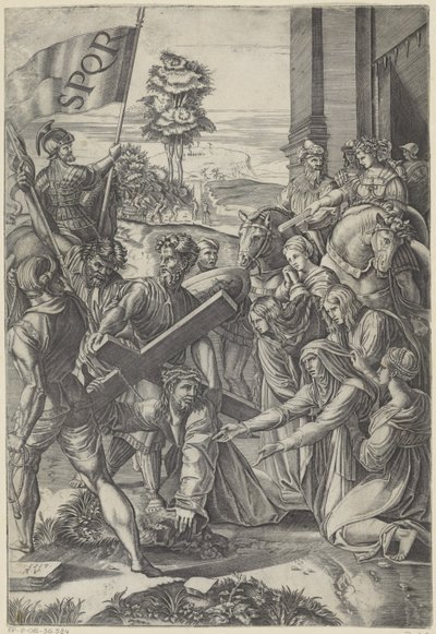 Cristo sucumbe al peso de la cruz Il Spasimo de Sicilia de Agostino Veneziano