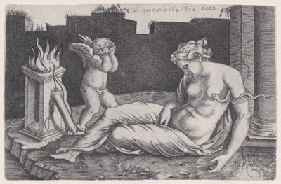 Cleopatra, fechado 1528 de Agostino Veneziano