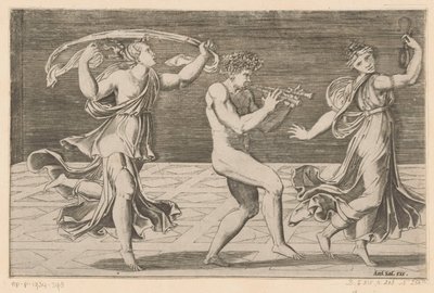 Sátiros y ménades danzantes de Agostino Veneziano