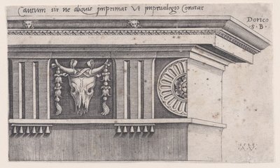 Entablamento dórico, fechado en 1528 de Agostino Veneziano