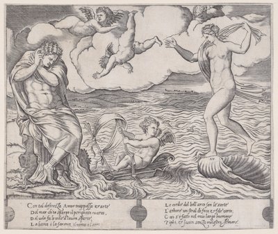 Eros en el Mar, ca. 1514-36 de Agostino Veneziano