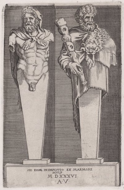 Hércules de Los Hermae, fechado en 1536 de Agostino Veneziano