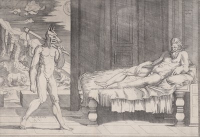 Licaón transformado en lobo, fechado 1524 de Agostino Veneziano