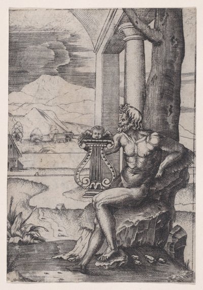 Hombre con una lira, ca. 1514-36 de Agostino Veneziano