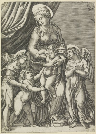 María con el Niño y el joven Juan Bautista de Agostino Veneziano
