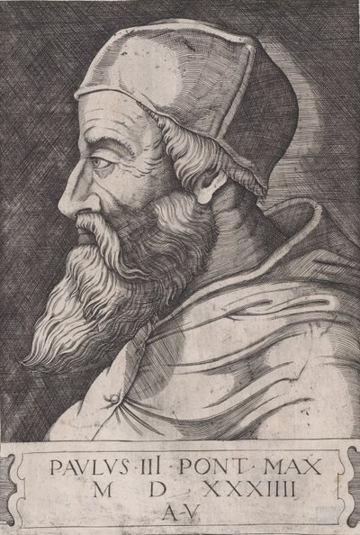 Papa Pablo III con solideo de Agostino Veneziano