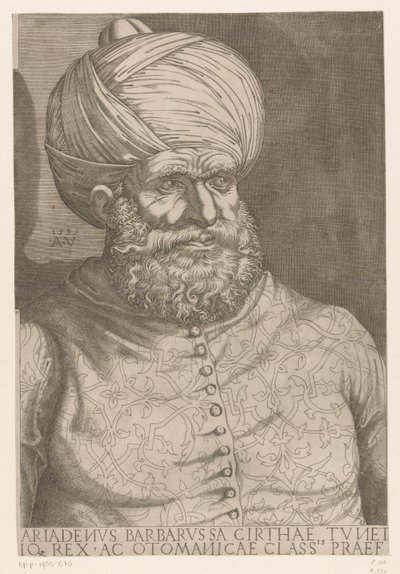 Retrato del almirante Khair ad-Din Barbarroja de Agostino Veneziano