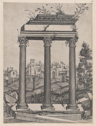 Speculum Romanae Magnificentiae: Templo de Antonino y Faustina de Agostino Veneziano.