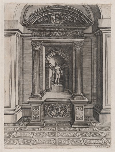 Speculum Romanae Magnificentiae: El Altar de Eros, ca. 1514-36 de Agostino Veneziano.