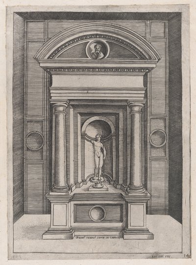 Speculum Romanae Magnificentiae: El altar de Júpiter en el templo más antiguo de la C..., ca. 1514-36 de Agostino Veneziano.