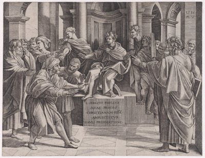 La ceguera de Elymas, fechado en 1516 de Agostino Veneziano