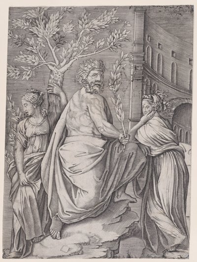 El hombre con una rama de laurel, ca. 1514-36 de Agostino Veneziano